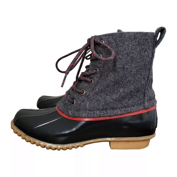 GH Bass & Co Harlequin Duck Boots Womens 6 Gray Wool Lace Up Ankle Rain Outdoor - Picture 2 of 10